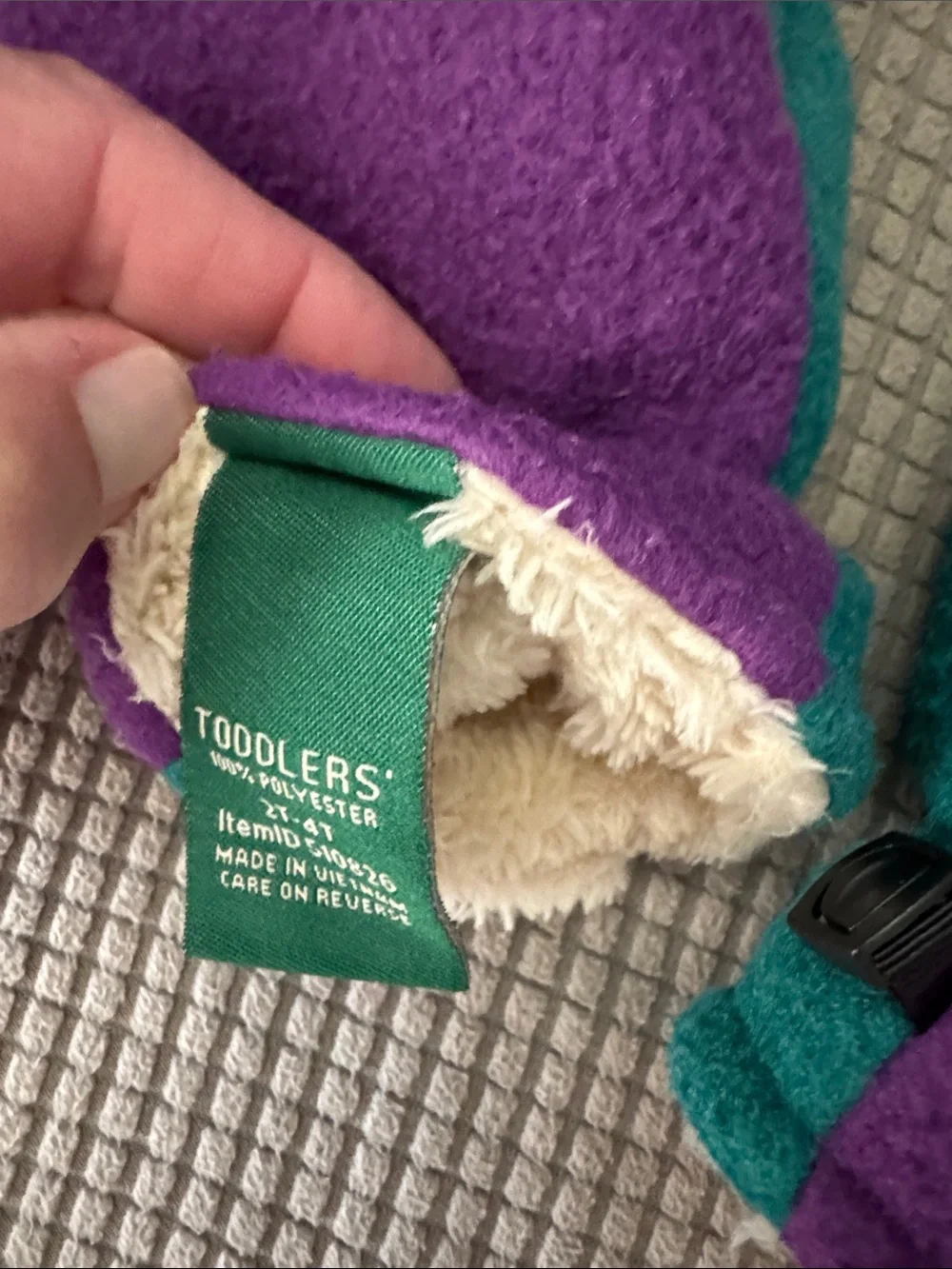 L.L. Bean Purple & Teal Kids Fleece Pom Hat with Matching Mittens